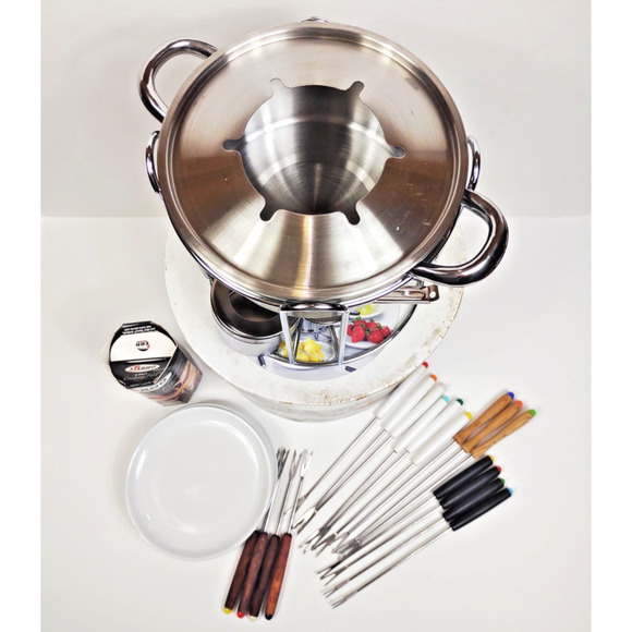 Casa Moda Buffet Fondue Set Chocolate and Cheese Stainless Steel 24Pc + Extras - Picture 3 of 9